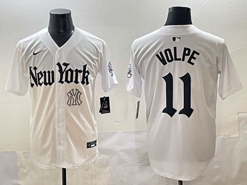 Men 2025 New York Yankees #11 Volpe White Five generations Joint Name Nike MLB Jersey style 39->new york yankees->MLB Jersey